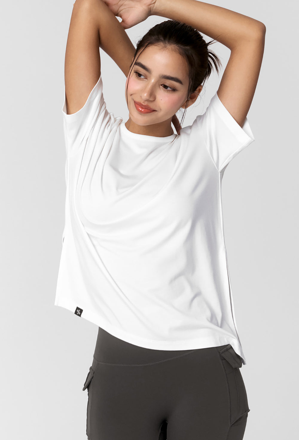 Smooth Unbalanced Slit Short Sleeve - Ivory