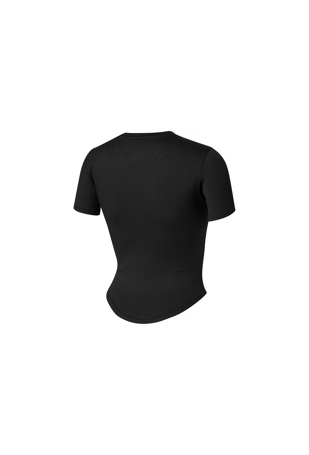 Ribbed Round Crop Short Sleeve - Black