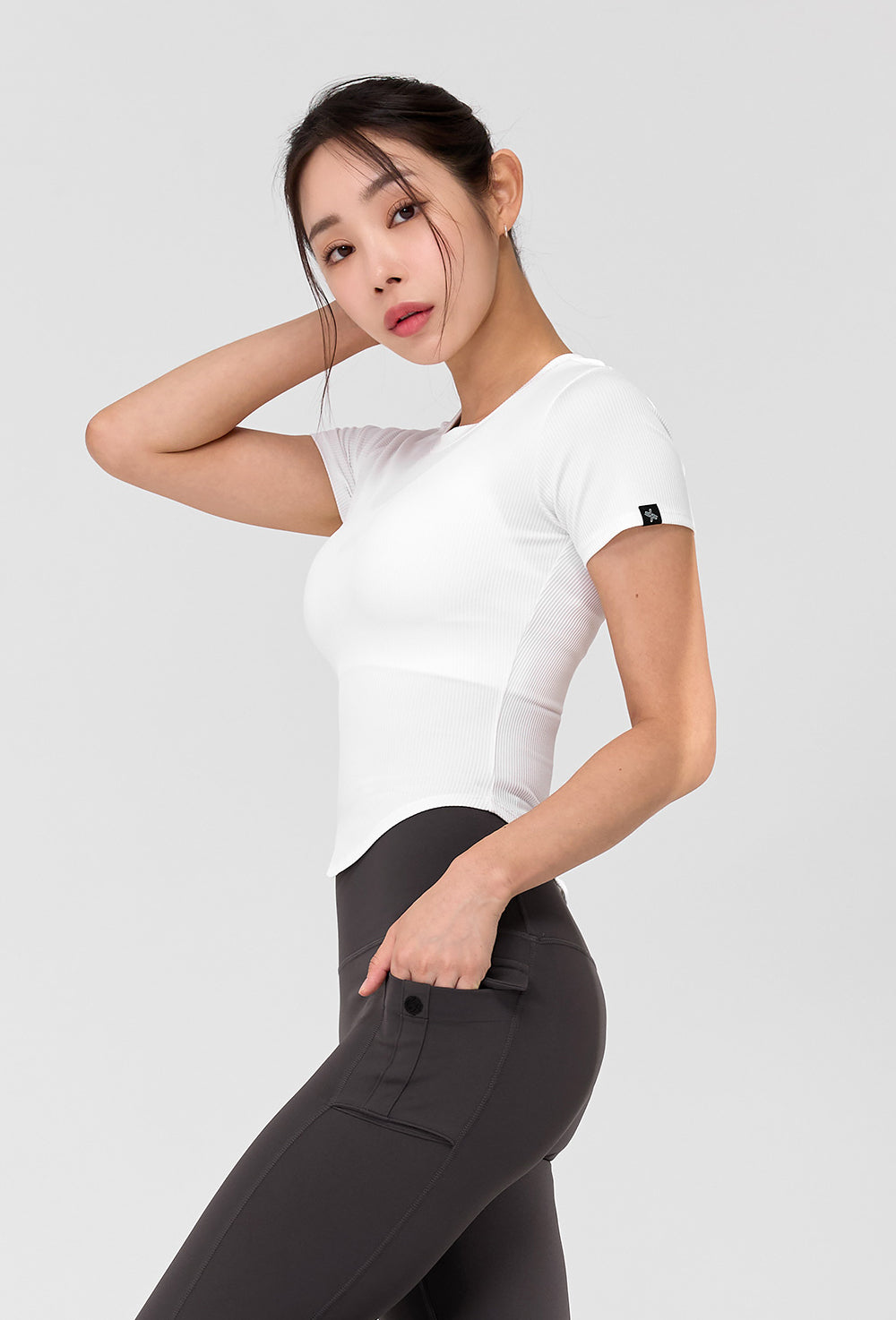 Ribbed Round Crop Short Sleeve - Ivory