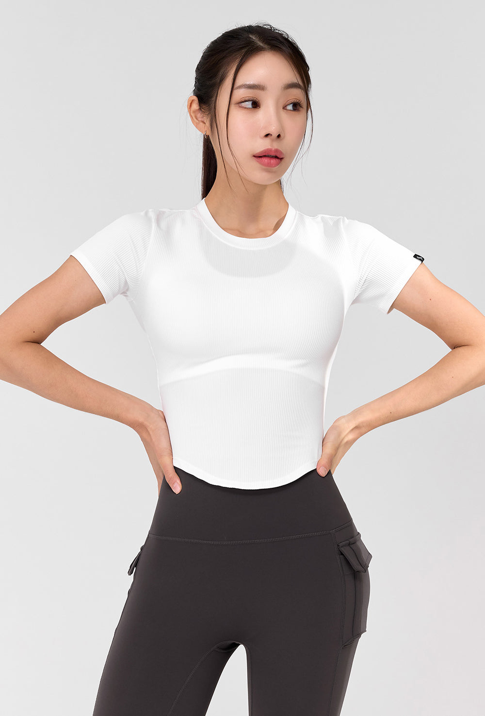 Ribbed Round Crop Short Sleeve - Ivory