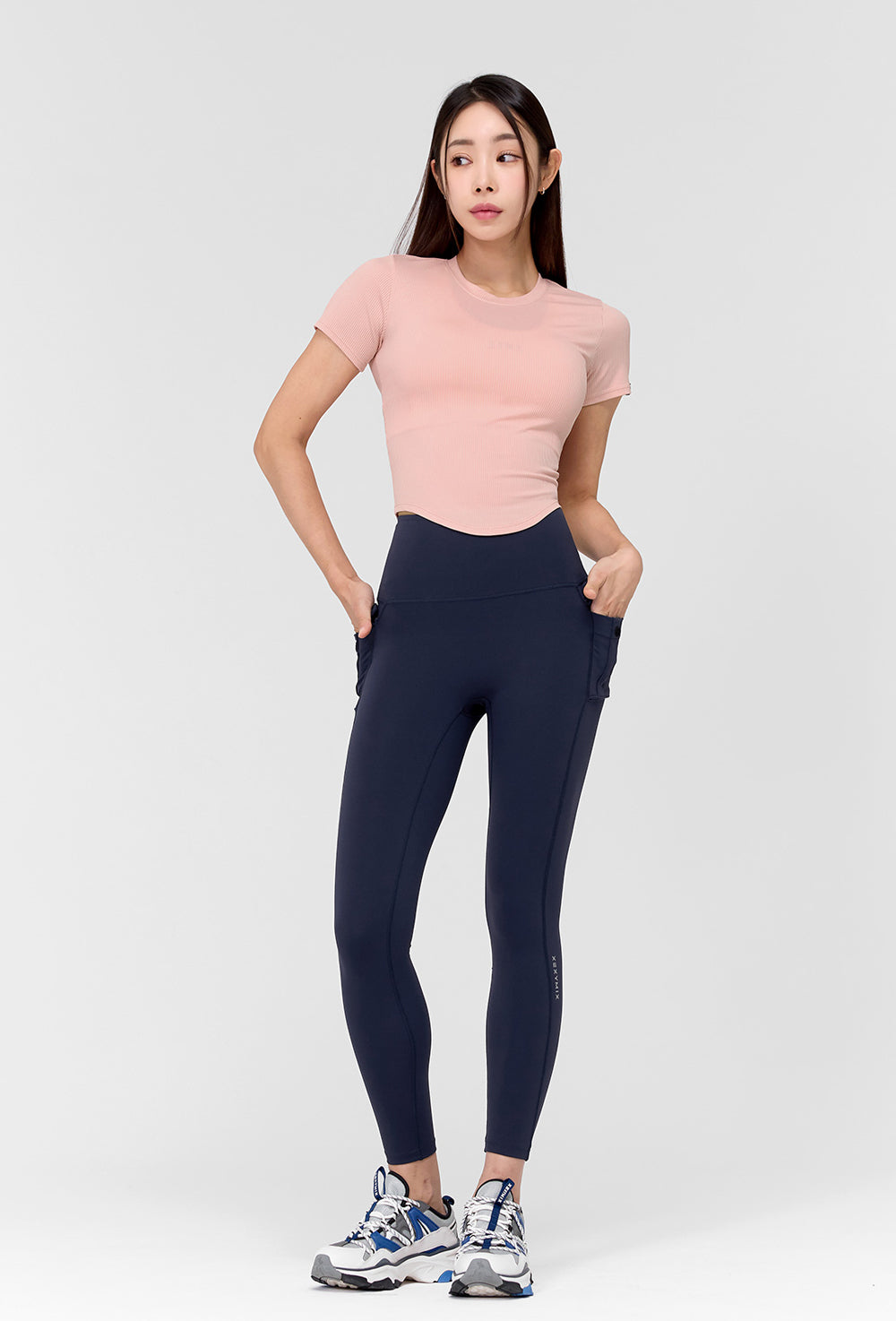 Ribbed Round Crop Short Sleeve - Powder Pink