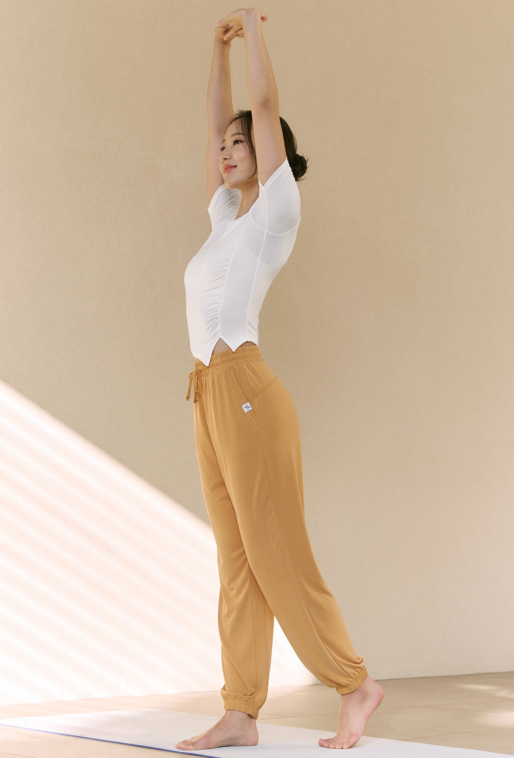 Side Shirring Unbalance Short Sleeve - Ivory