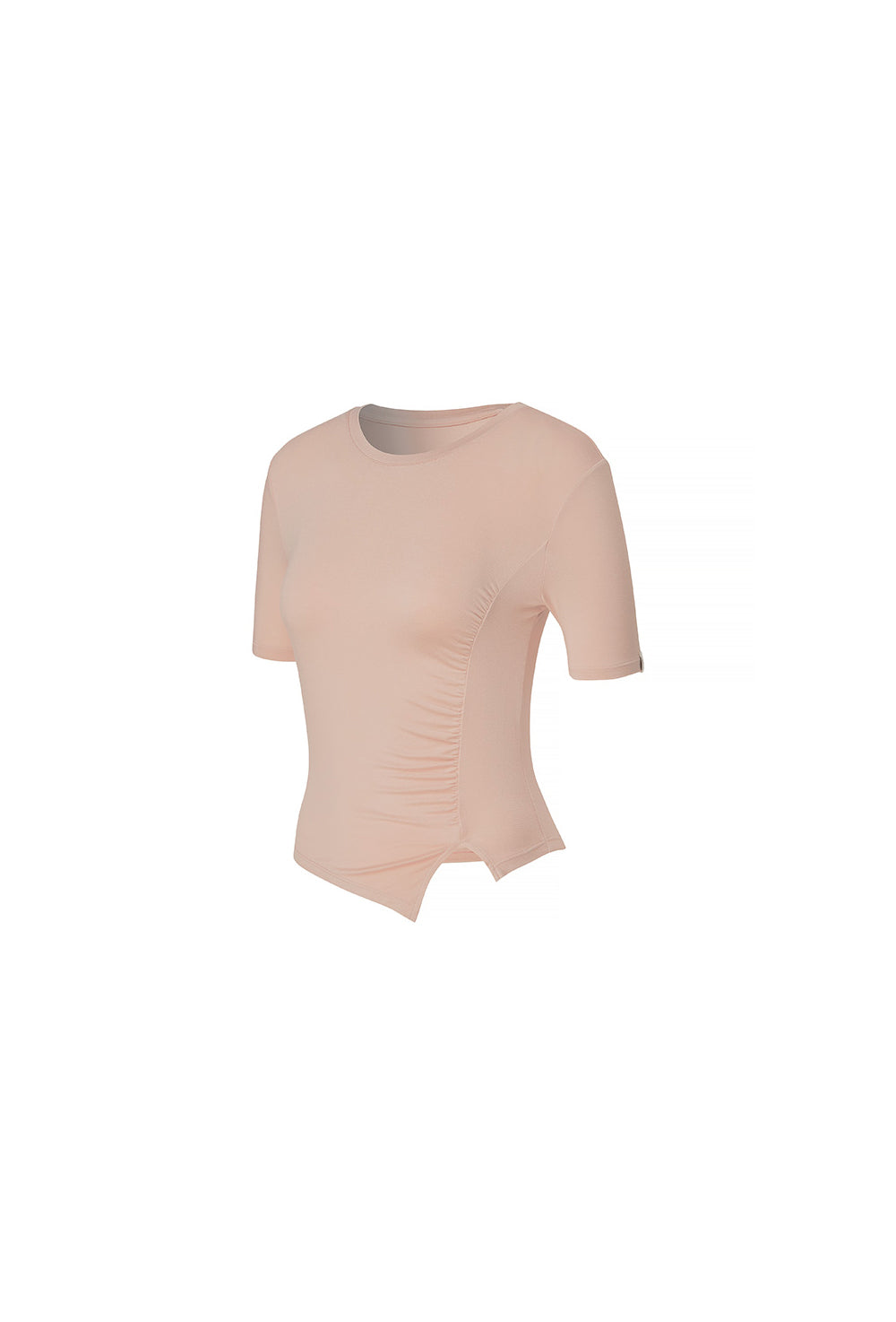 Side Shirring Unbalance Short Sleeve - Milk Pink
