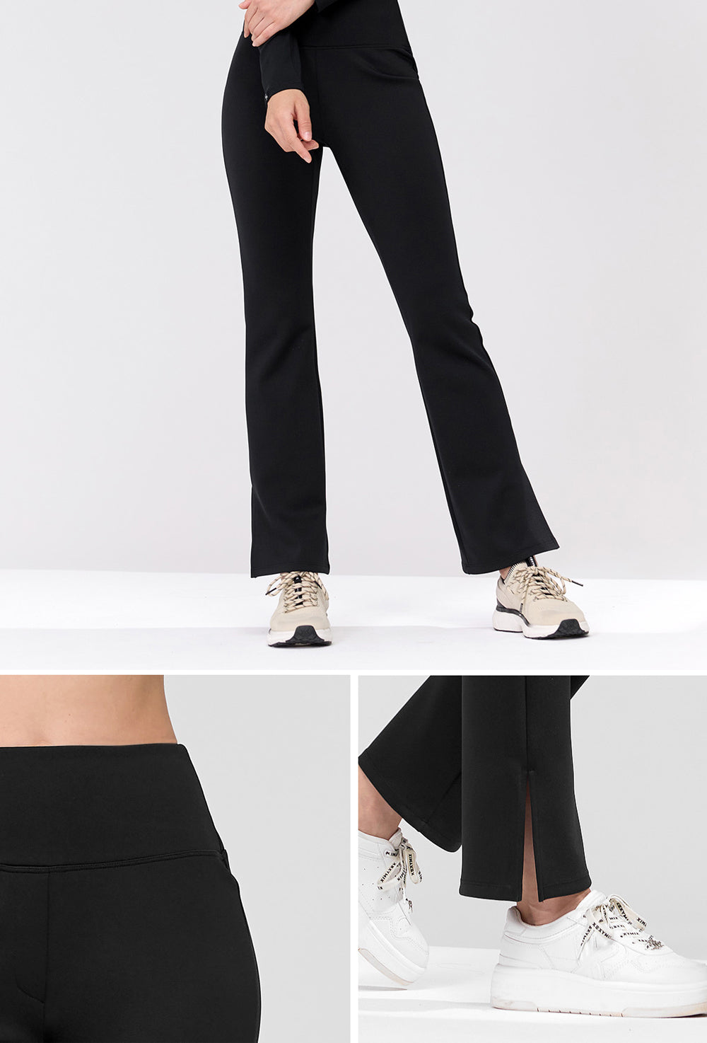 Stretch Formal Boots Cut Slit Pants - Black