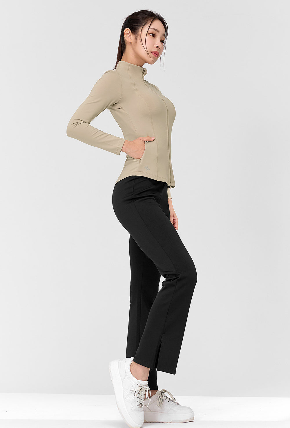 Stretch Formal Boots Cut Slit Pants - Black