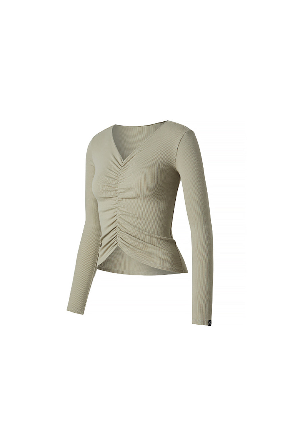 Ribbed Shirring Long Sleeve - Sage Green