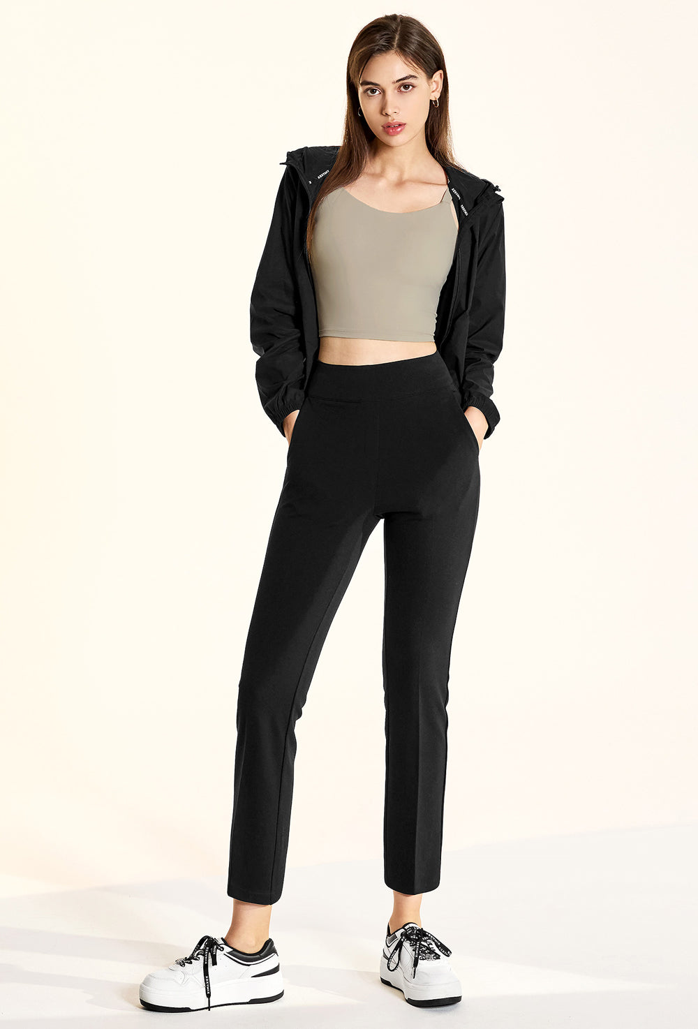 Stretch Banding Boots Cut Slacks - Black