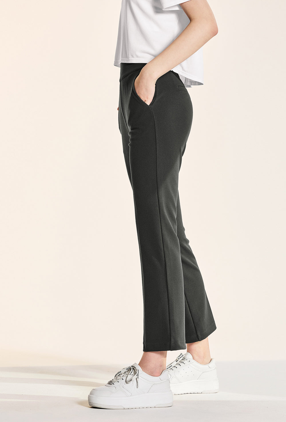 Stretch Banding Boots Cut Slacks - Formal Gray