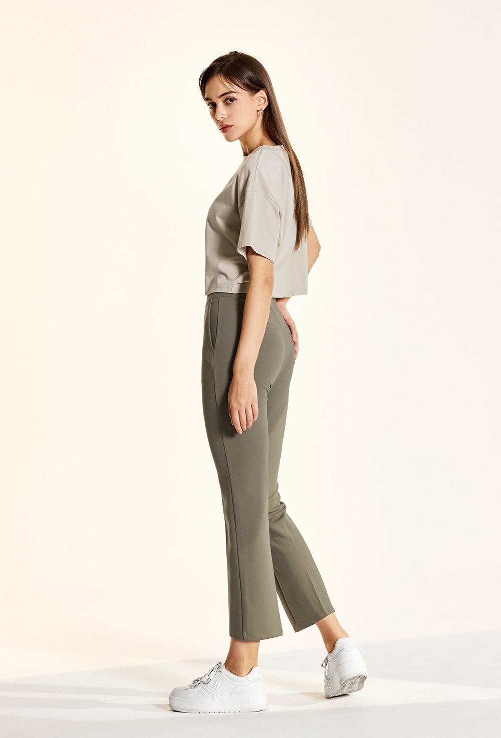 Stretch Banding Boots Cut Slacks - Weather Gray
