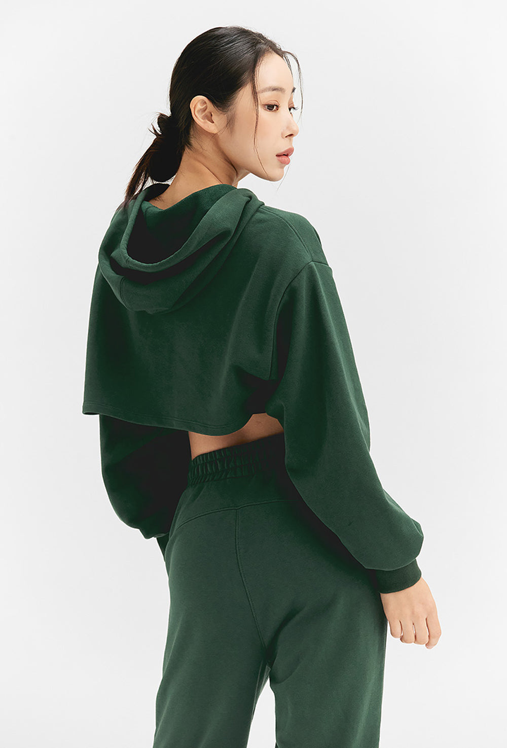 Layered Hood Sweatshirt - Antique Green