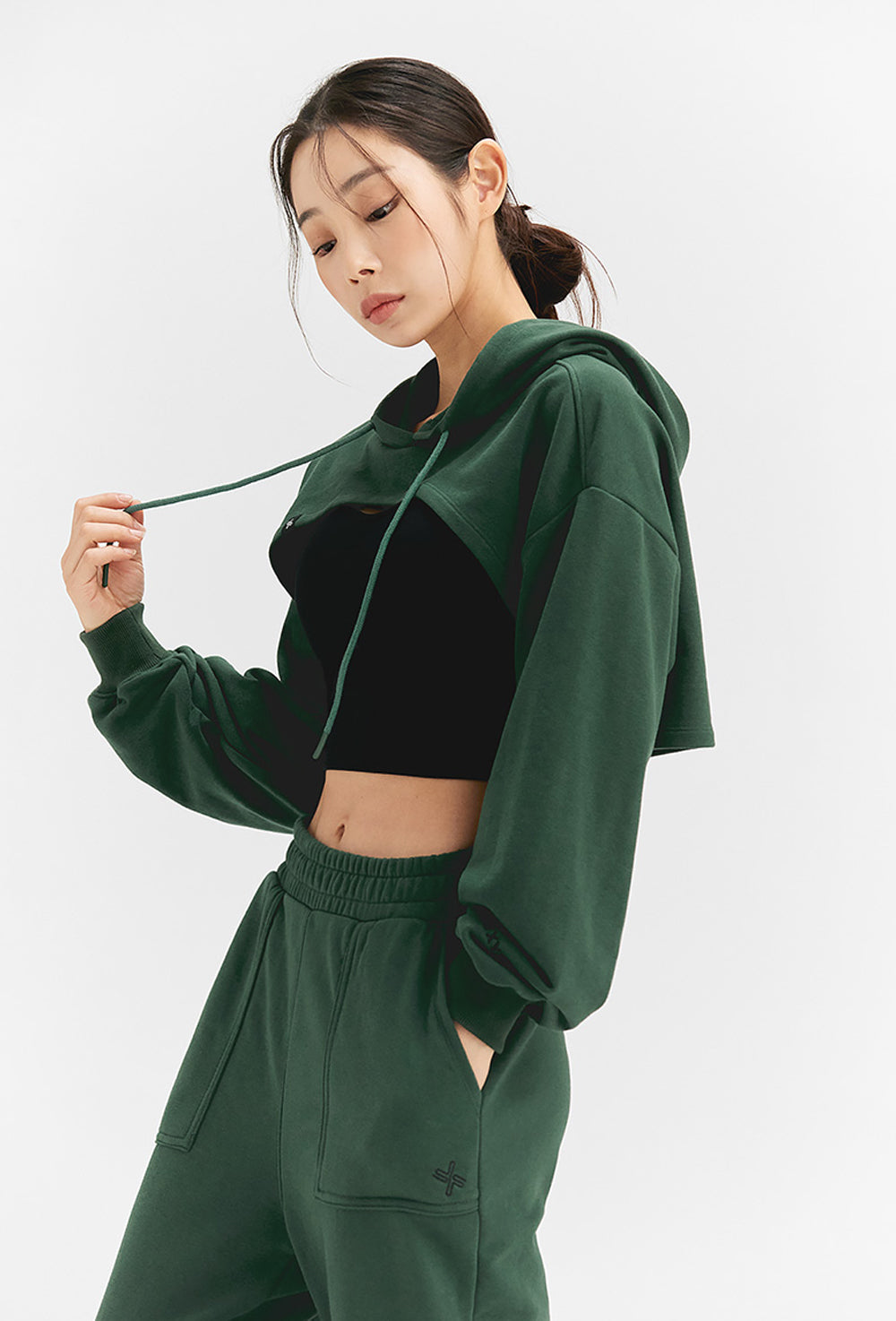 Layered Hood Sweatshirt - Antique Green
