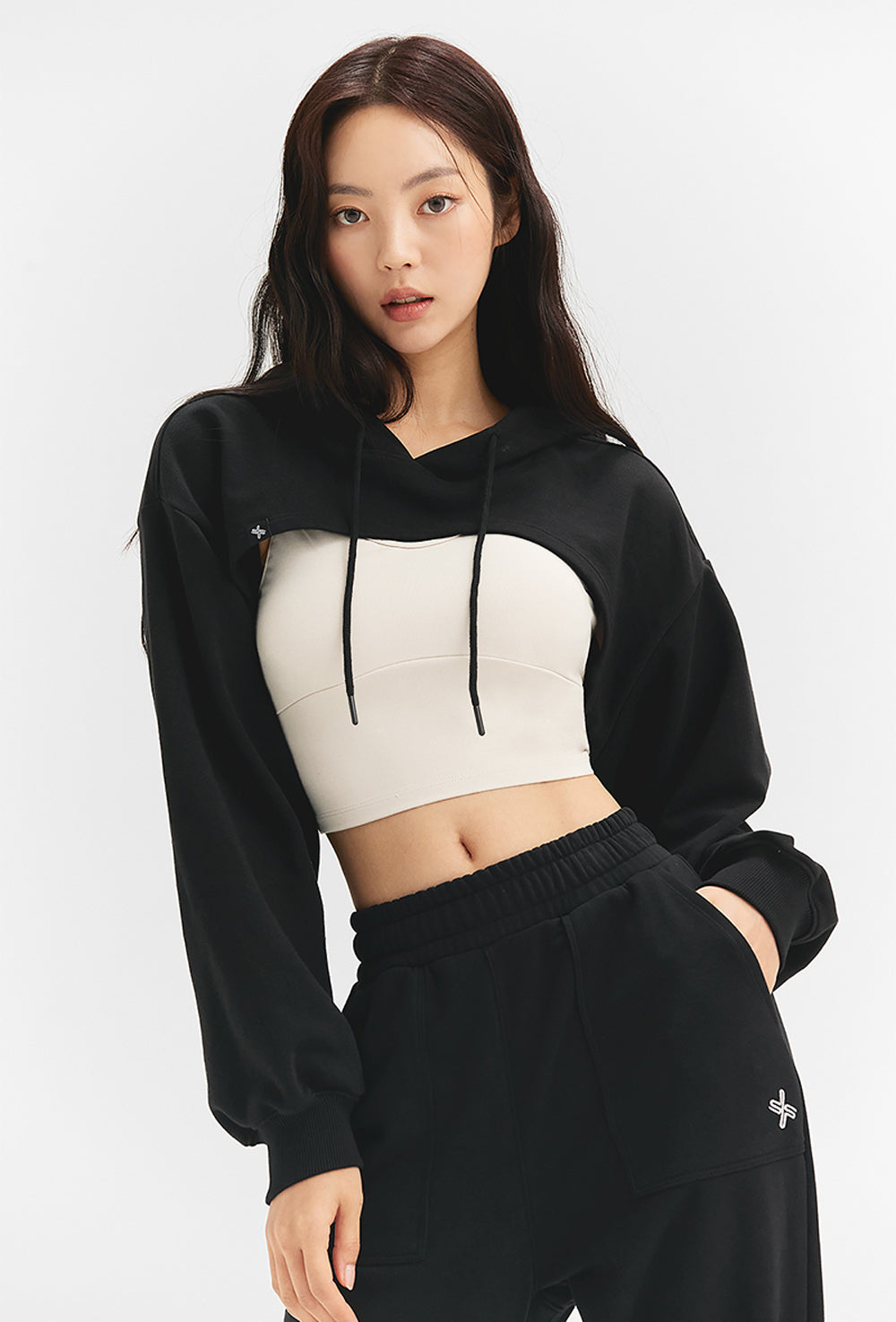 Layered Hood Sweatshirt - Black