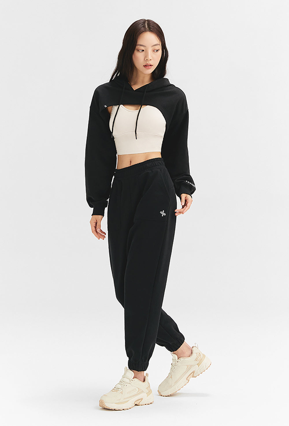 Layered Hood Sweatshirt - Black