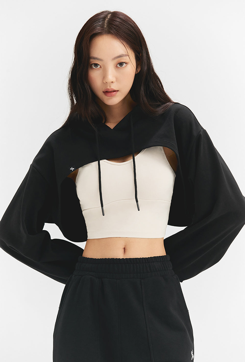 Layered Hood Sweatshirt - Black