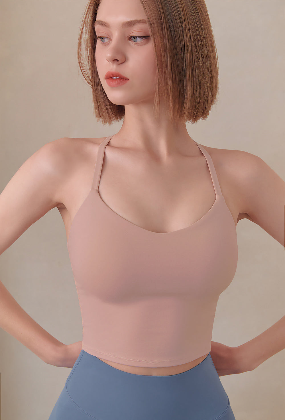 Back Line Bra Top - Bridal Pink