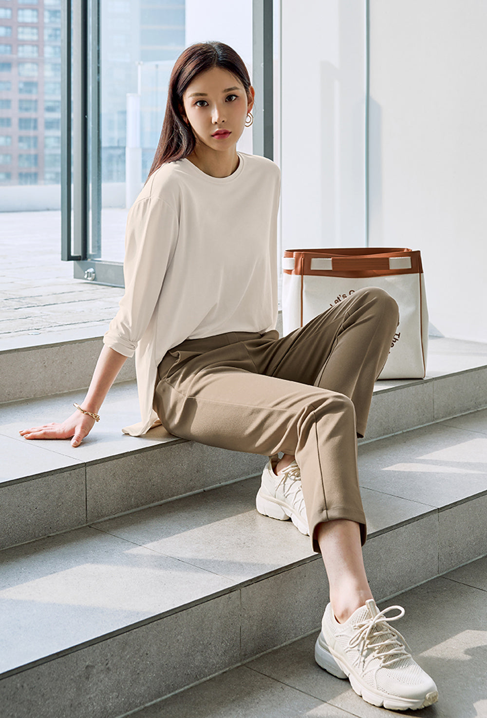 Stretch Banding Slacks - Chino Beige