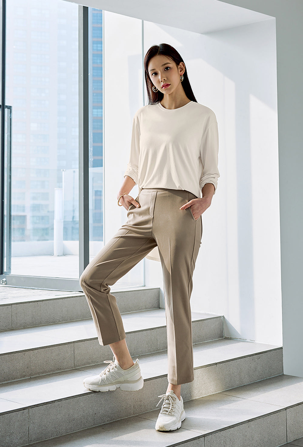Stretch Banding Slacks - Chino Beige