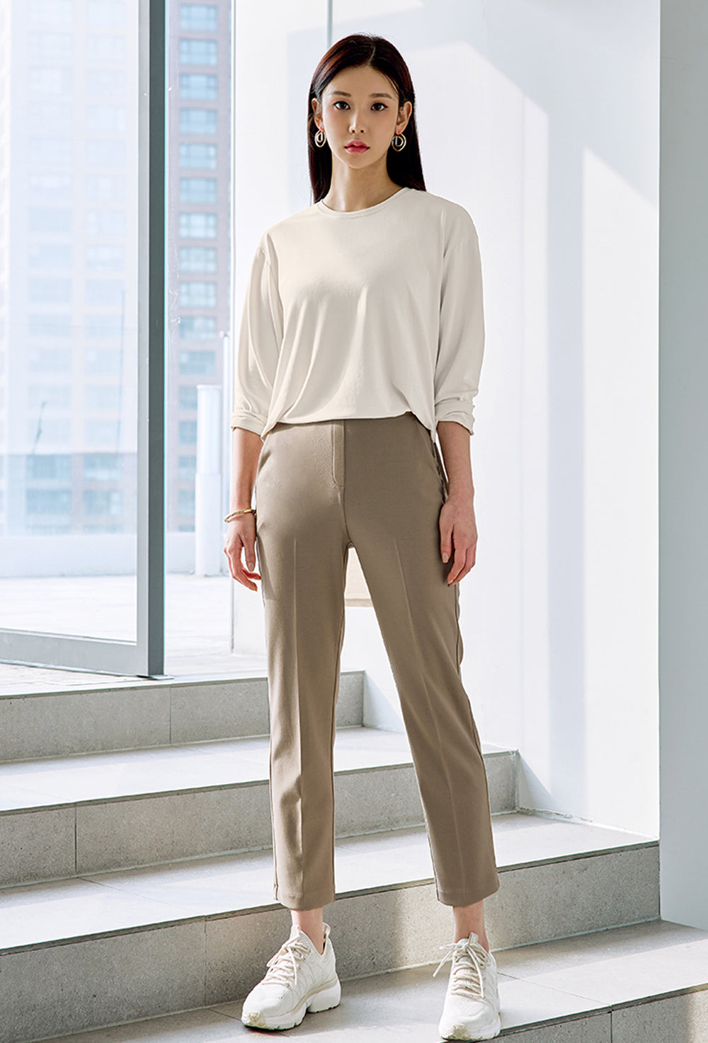 Stretch Banding Slacks - Chino Beige