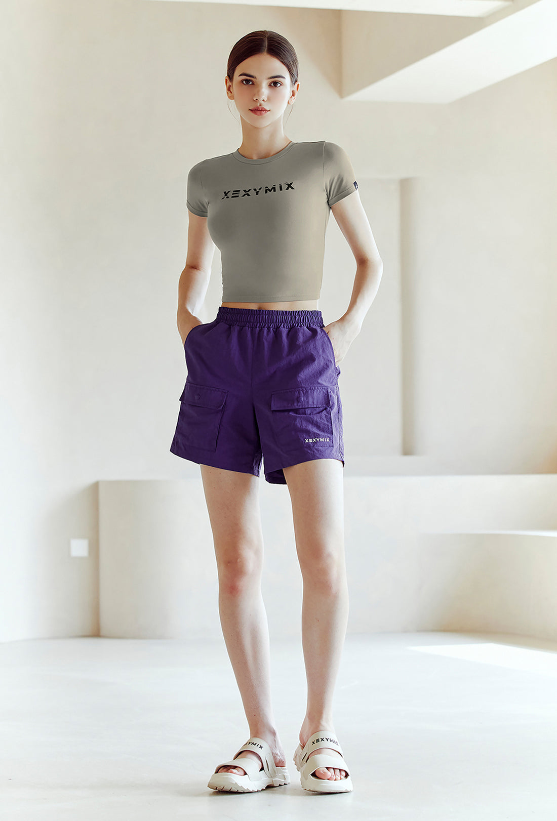 Heva Crop Top - Shimmer Gray