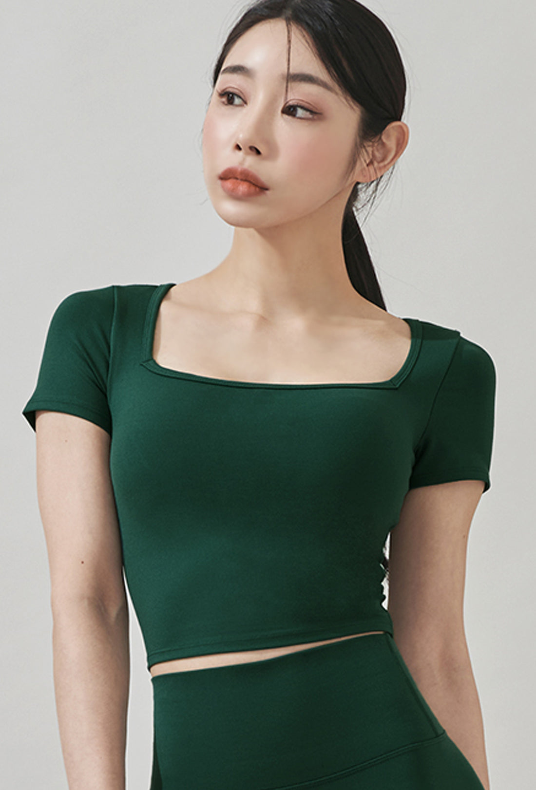 XELLA™ Intention Wide Square Crop Top - Antique Green