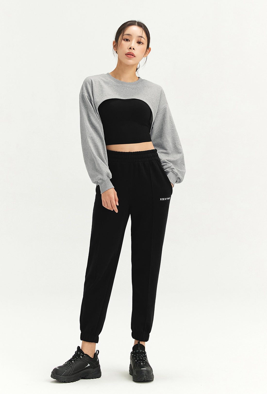 Layered Sweatshirt - Melange Gray