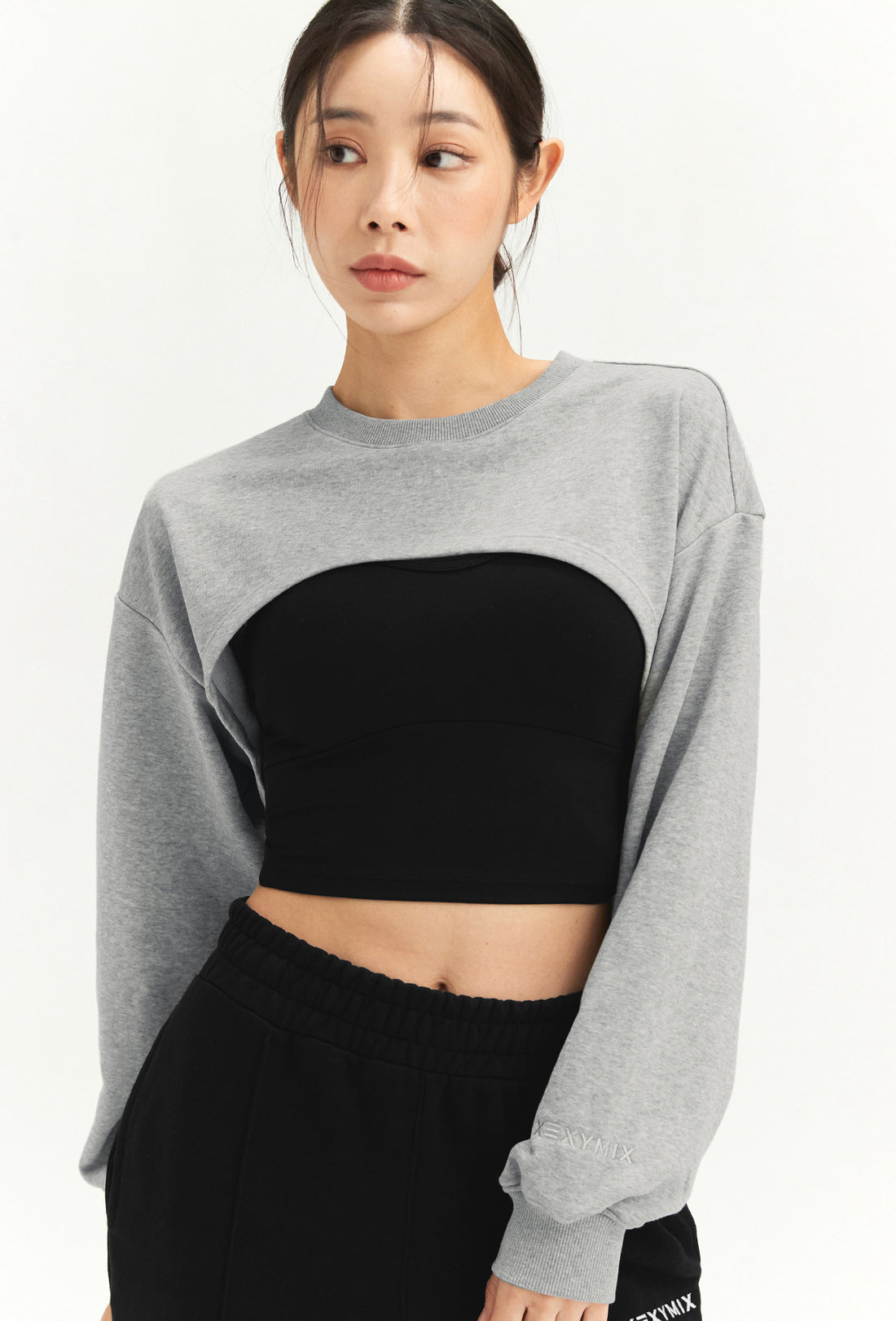 Layered Sweatshirt - Melange Gray