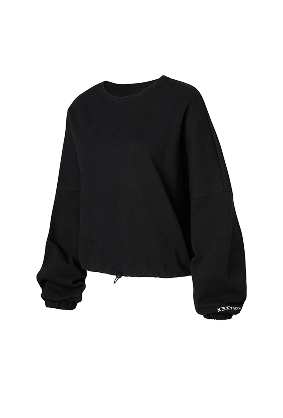 XEXYMIX Balloon Crop Lettering Sweatshirt - Black