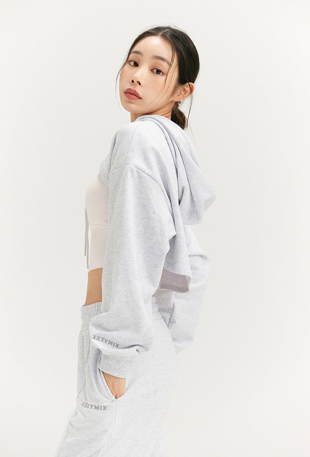 Layered Hood Sweatshirt - Light Melange