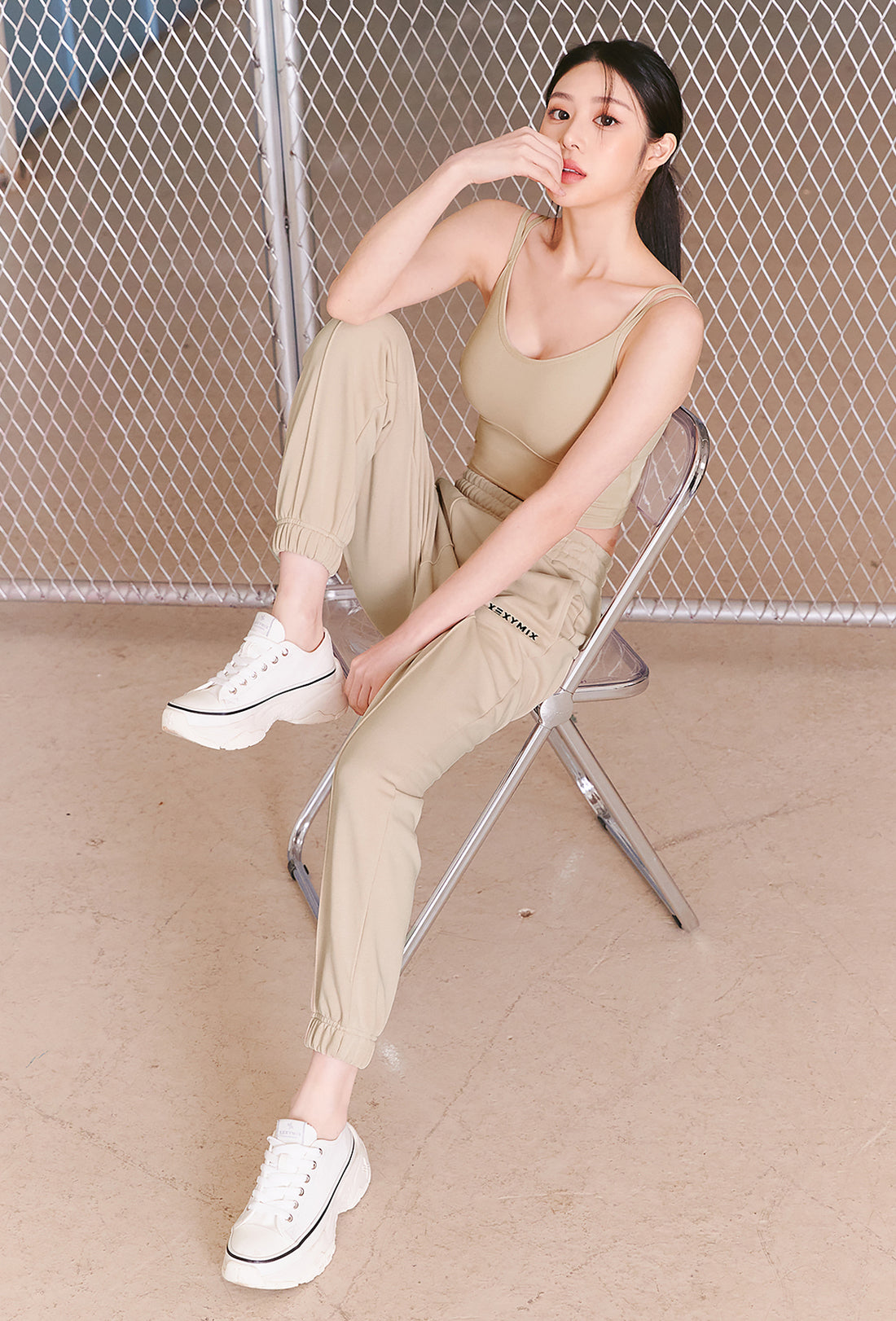 Pintuck Jogger Pants - Cream Brulee