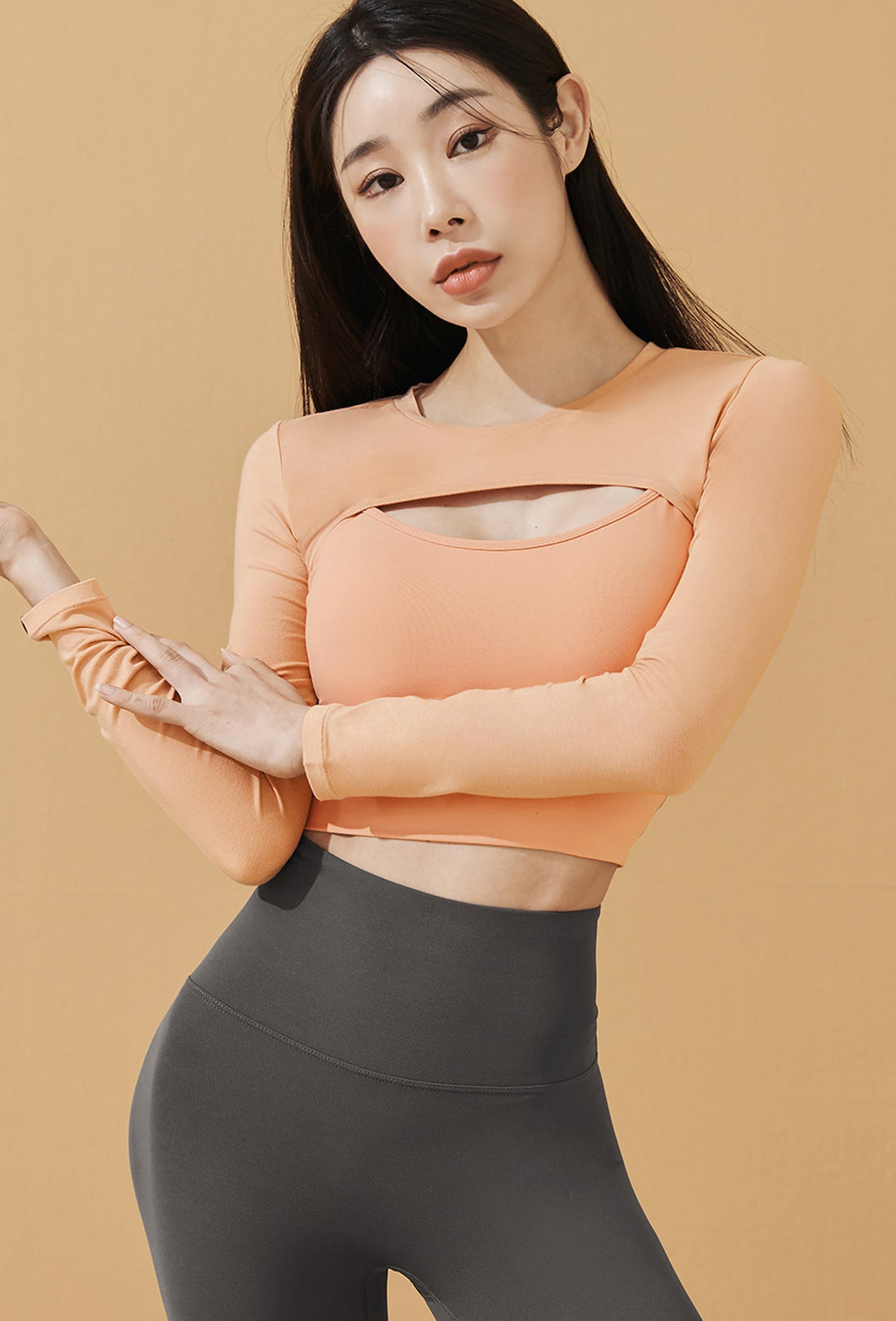 XEXYMIX Soft touch Layered Long Sleeve - Peach Skin