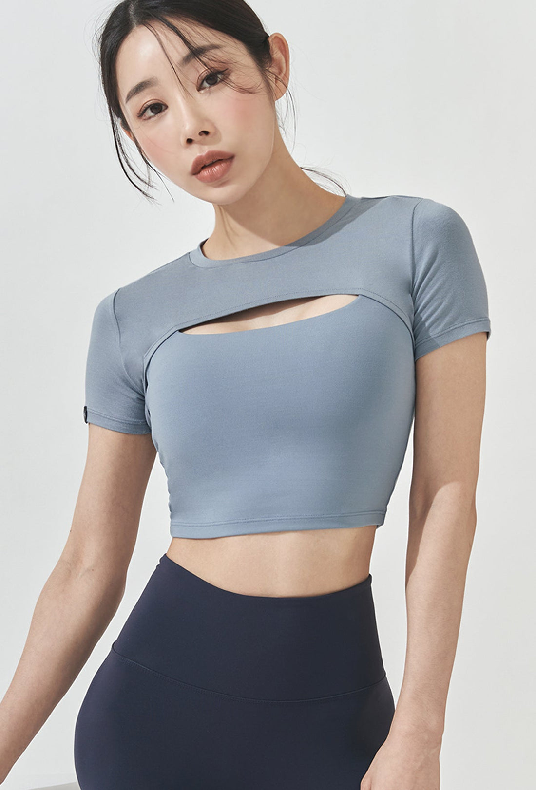 XEXYMIX Soft touch Layered Short Sleeve - Ash Blue
