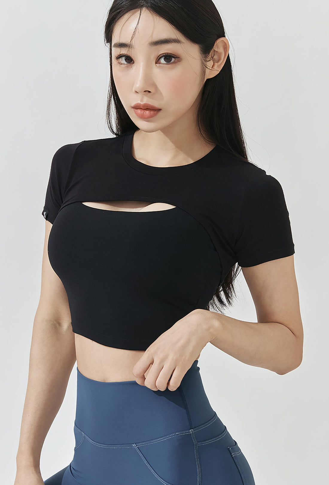 XEXYMIX Soft touch Layered Short Sleeve - Black