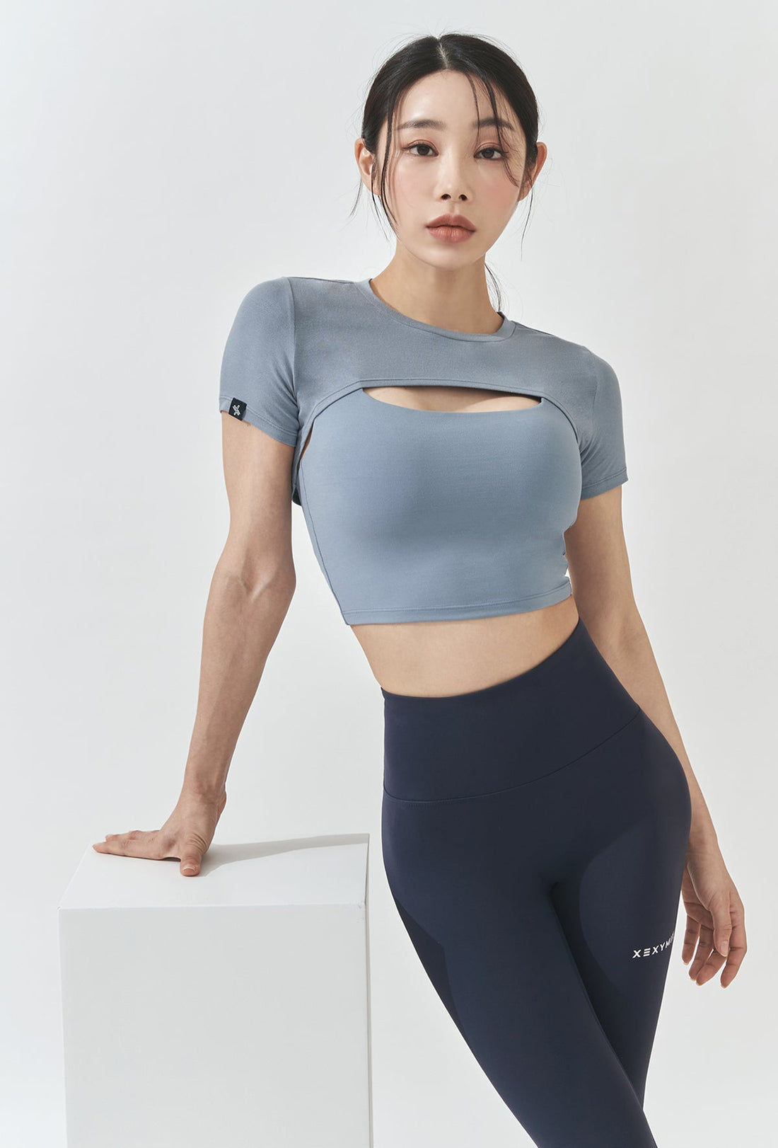 XEXYMIX Soft touch Layered Short Sleeve - Ash Blue