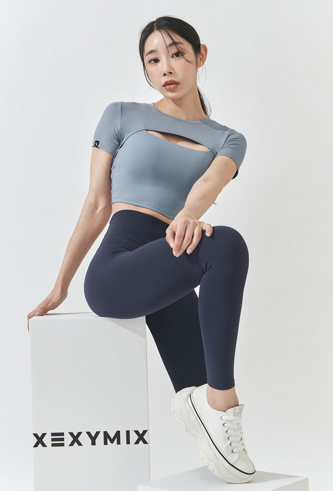 XEXYMIX Soft touch Layered Short Sleeve - Ash Blue