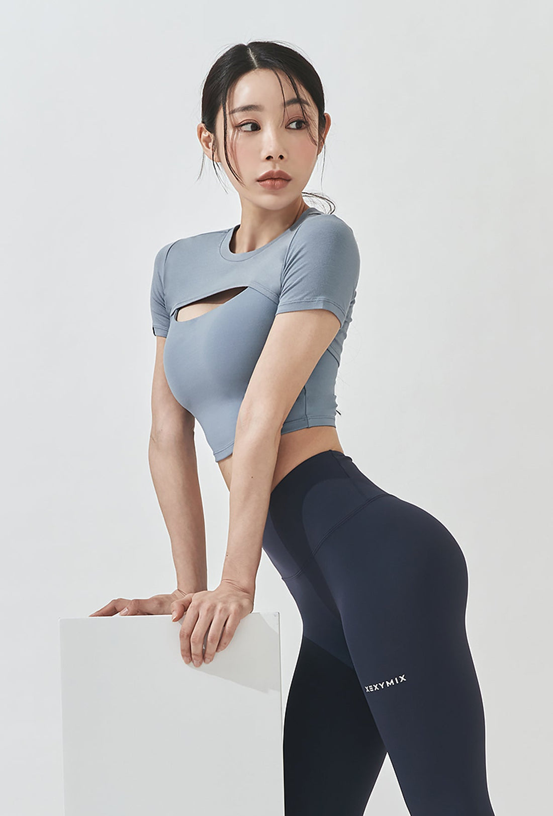 XEXYMIX Soft touch Layered Short Sleeve - Ash Blue