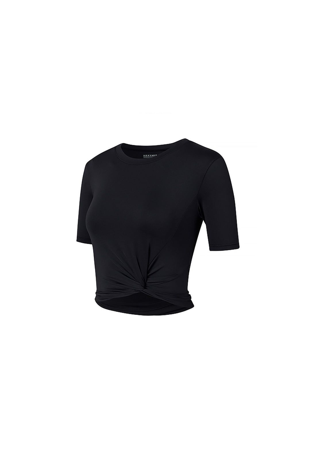 XEXYMIX Fresh Feather Twist Crop Short Sleeve - Black