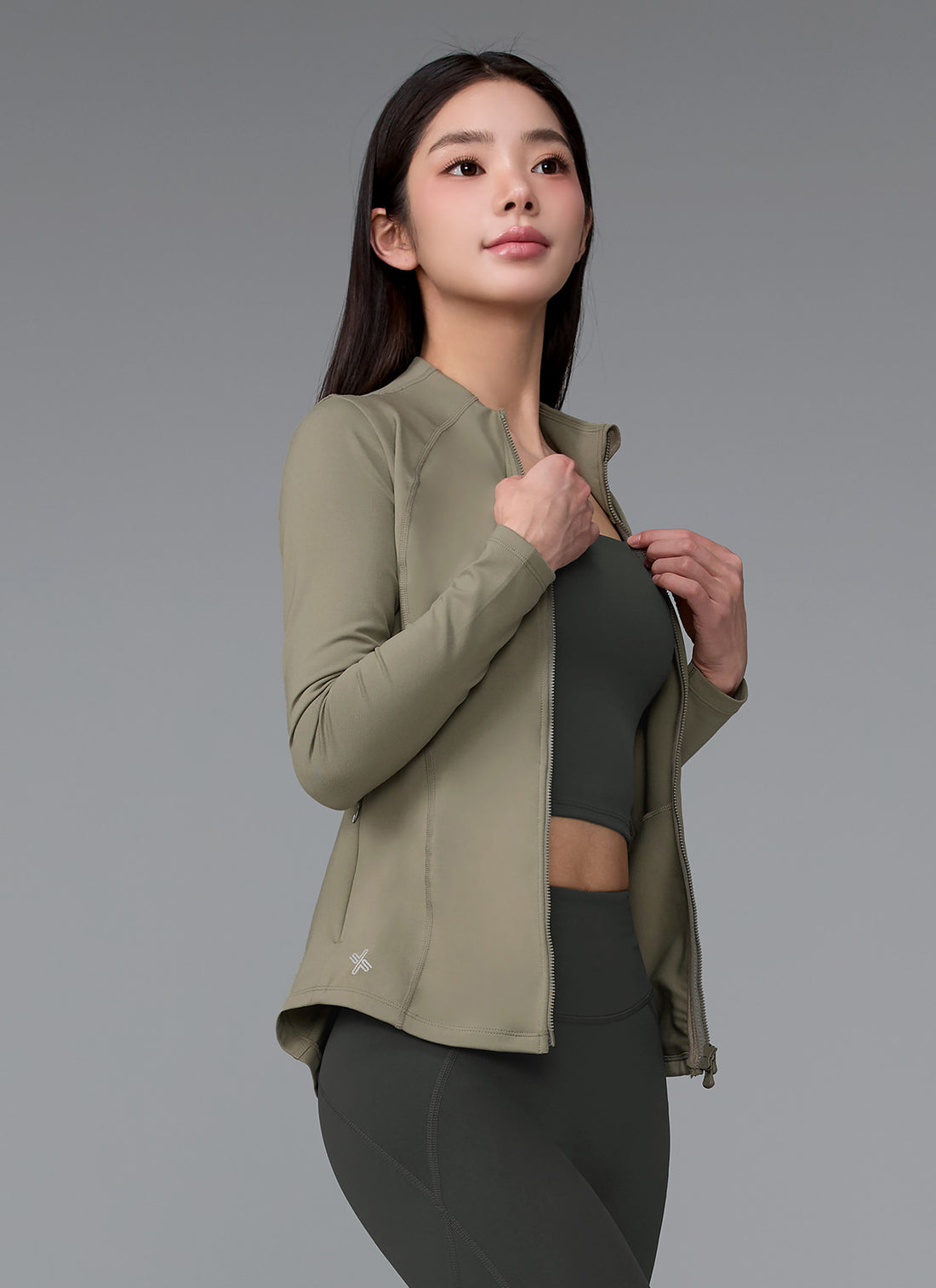 XELLA Intention Slim Fit Zip-up Jacket - Deal Khaki