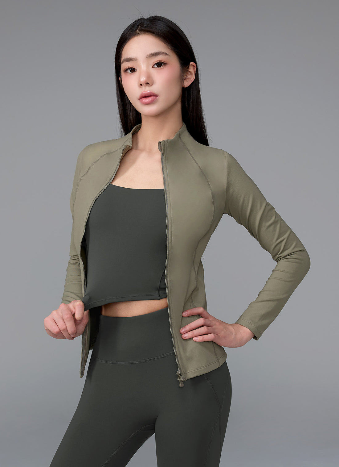 XELLA Intention Slim Fit Zip-up Jacket - Deal Khaki