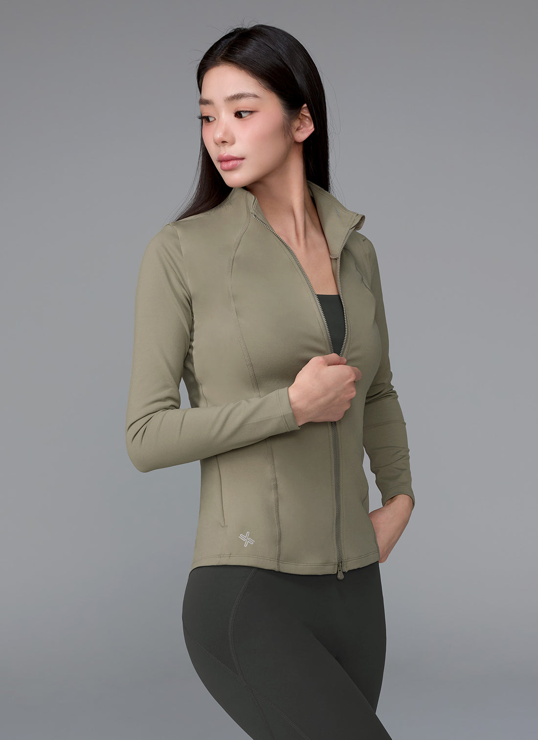 XELLA Intention Slim Fit Zip-up Jacket - Deal Khaki