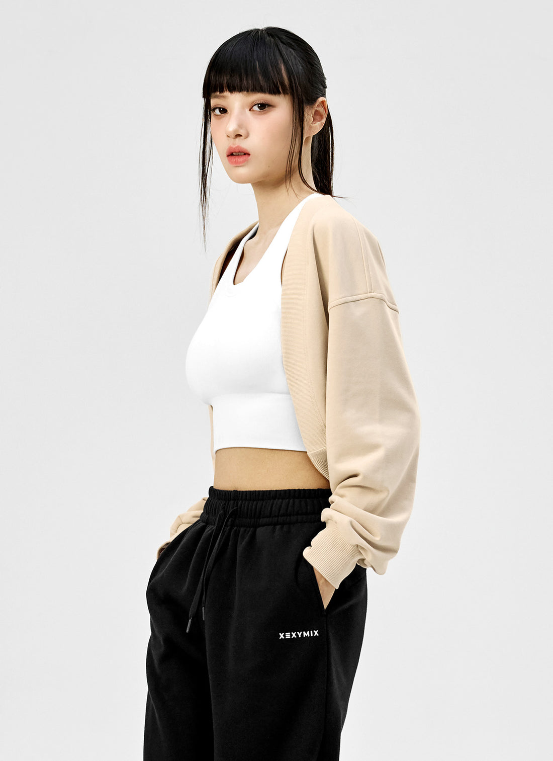 Soft Cotton Balloon Bolero - Flat Beige