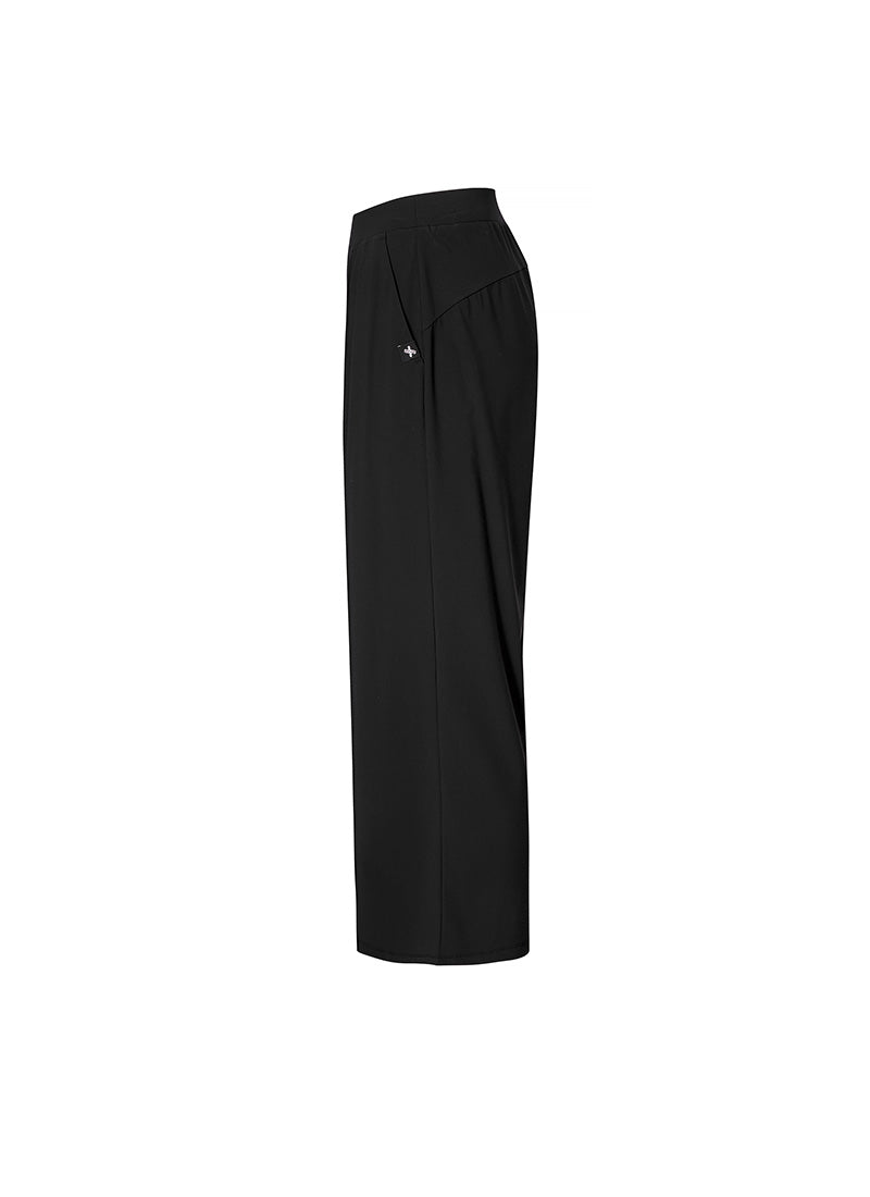 Tricot Pintuck Wide Pants - Black