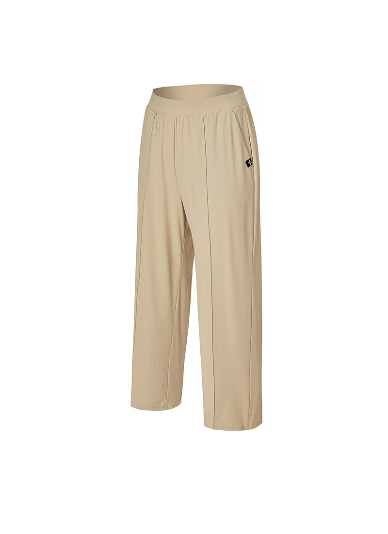 Tricot Pintuck Wide Pants - Toast Almond