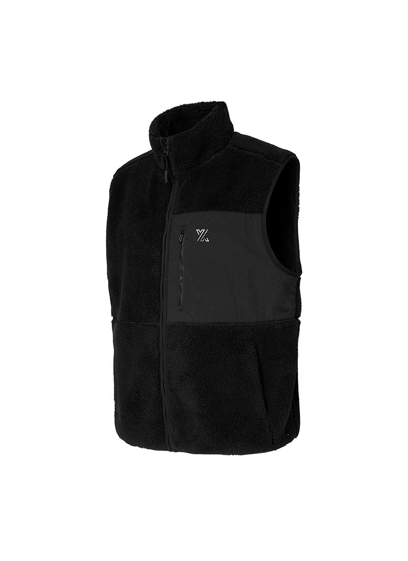 Multi-Pocket Fleece Vest - Black