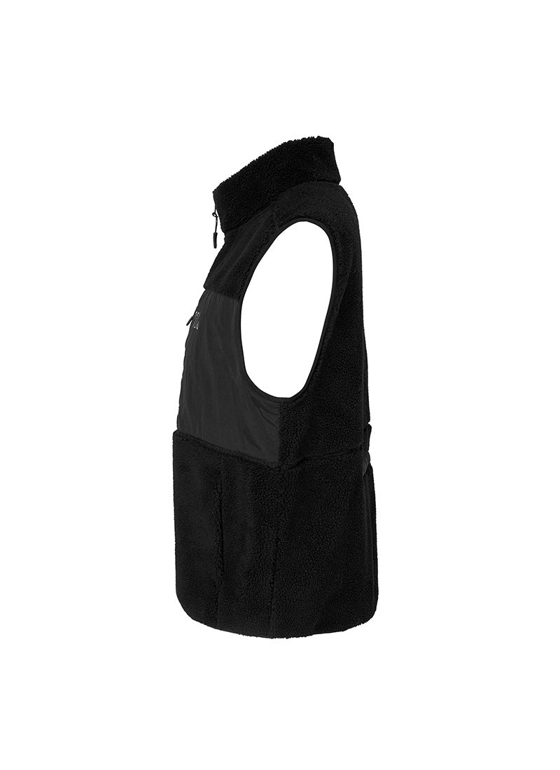 Multi-Pocket Fleece Vest - Black