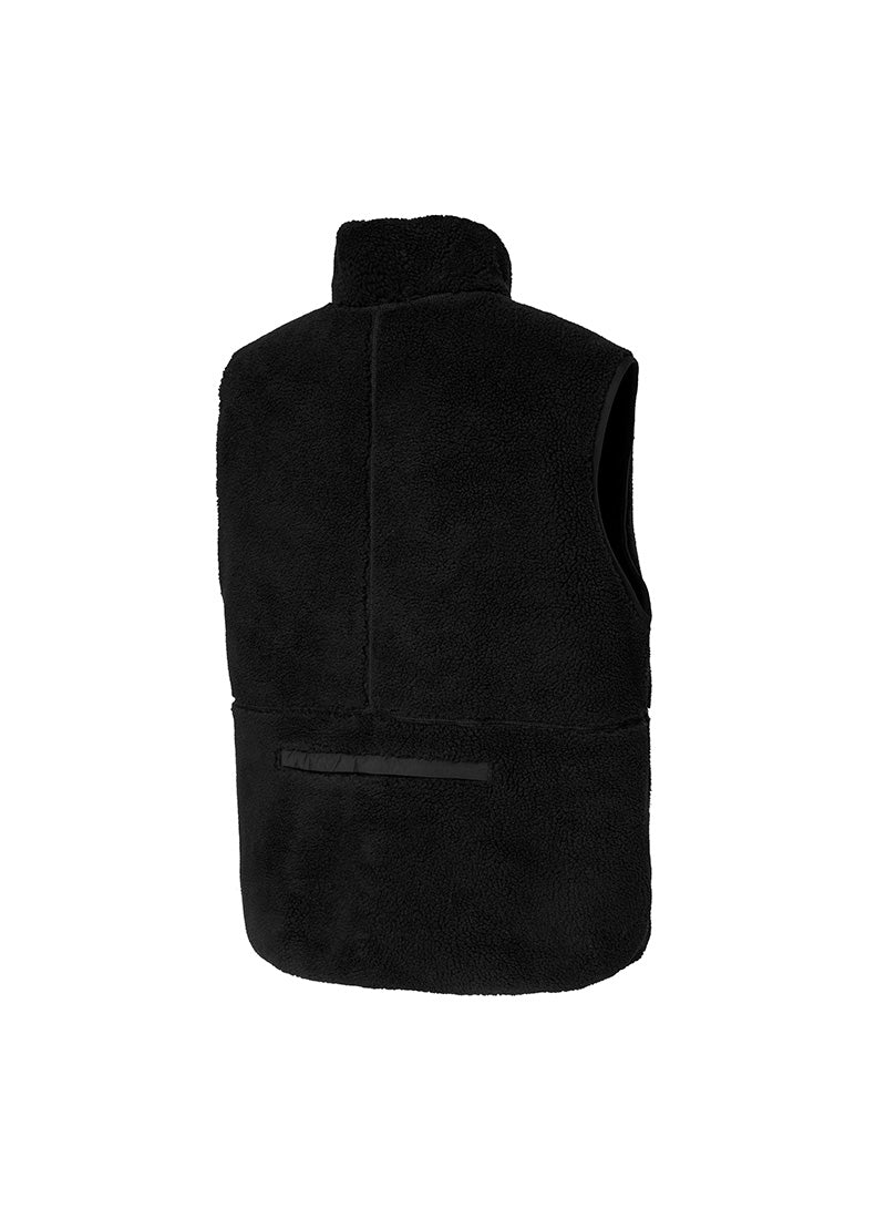 Multi-Pocket Fleece Vest - Black