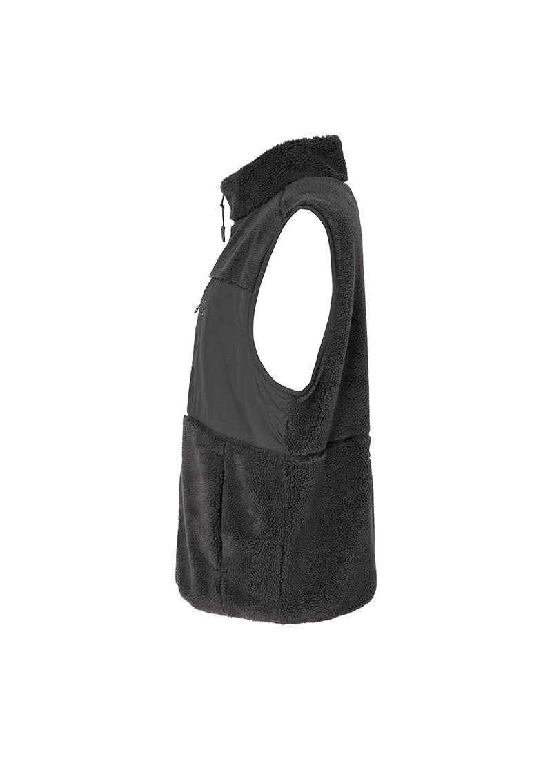 Multi-Pocket Fleece Vest - Charcoal