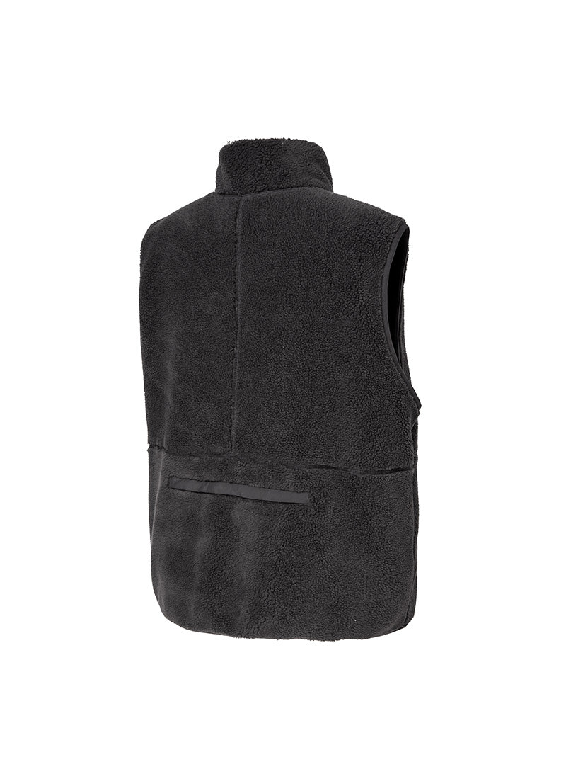 Multi-Pocket Fleece Vest - Charcoal