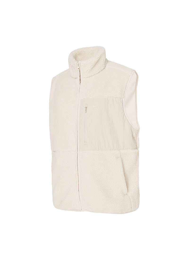 Multi-Pocket Fleece Vest - Ivory
