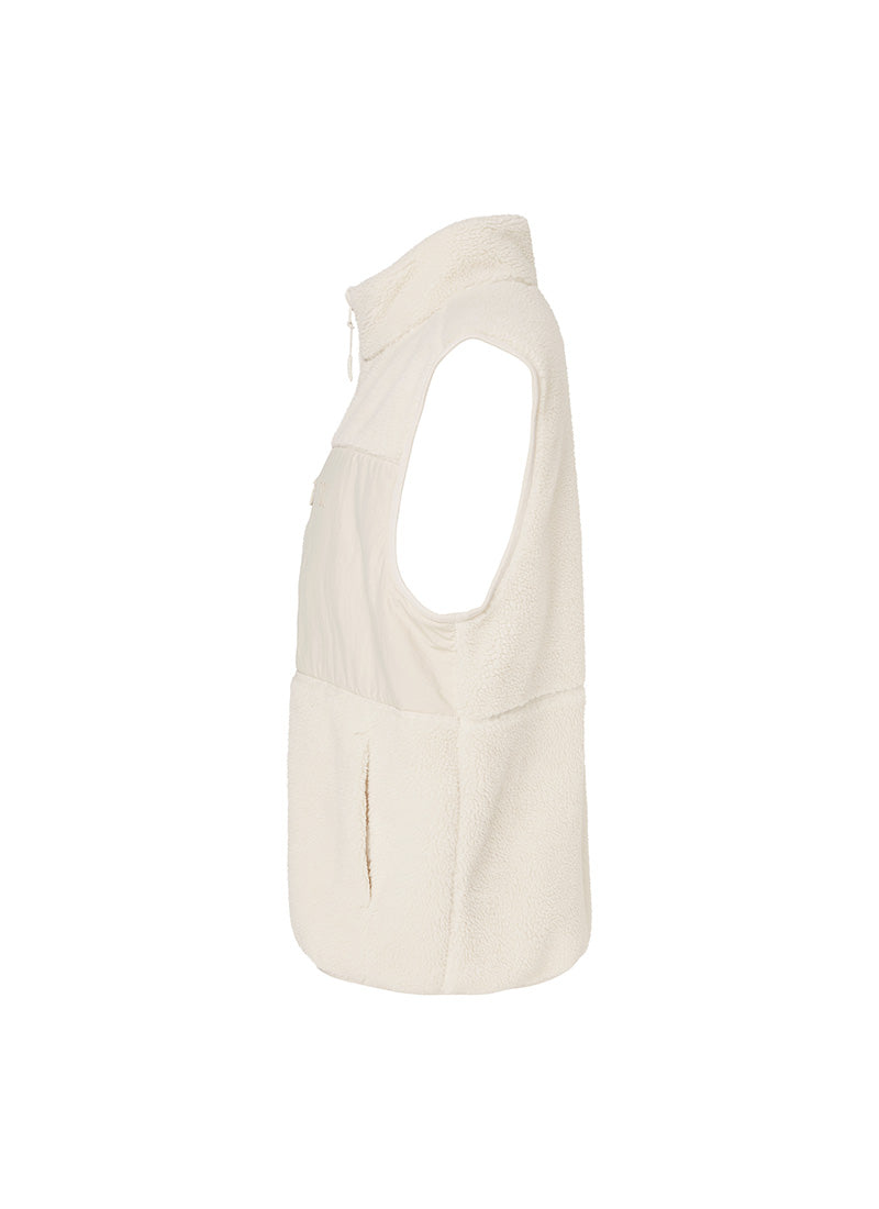 Multi-Pocket Fleece Vest - Ivory