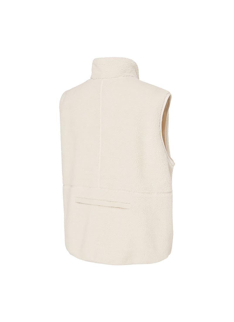 Multi-Pocket Fleece Vest - Ivory